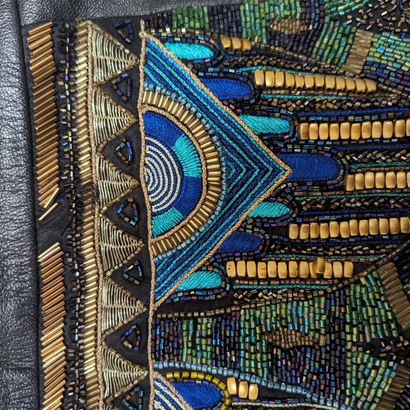 KORA RAE size 4 Beaded lambskin Leather Mini Skirt Kittenish Black MADE IN USA. - Picture 5 of 8